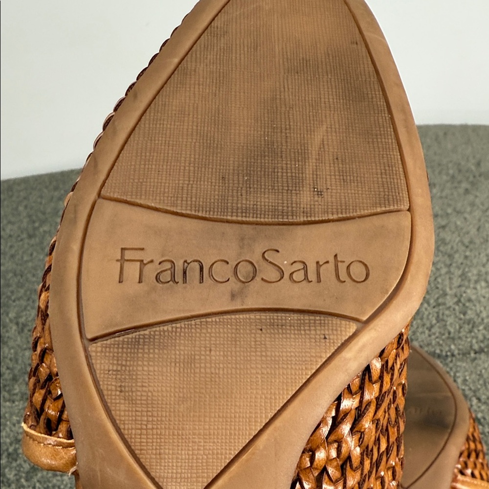 Franco Sarto Shoes Wm 8 M Nalla Woven Basketweave Block Heel Mules 90 Y2K - Picture 11 of 12